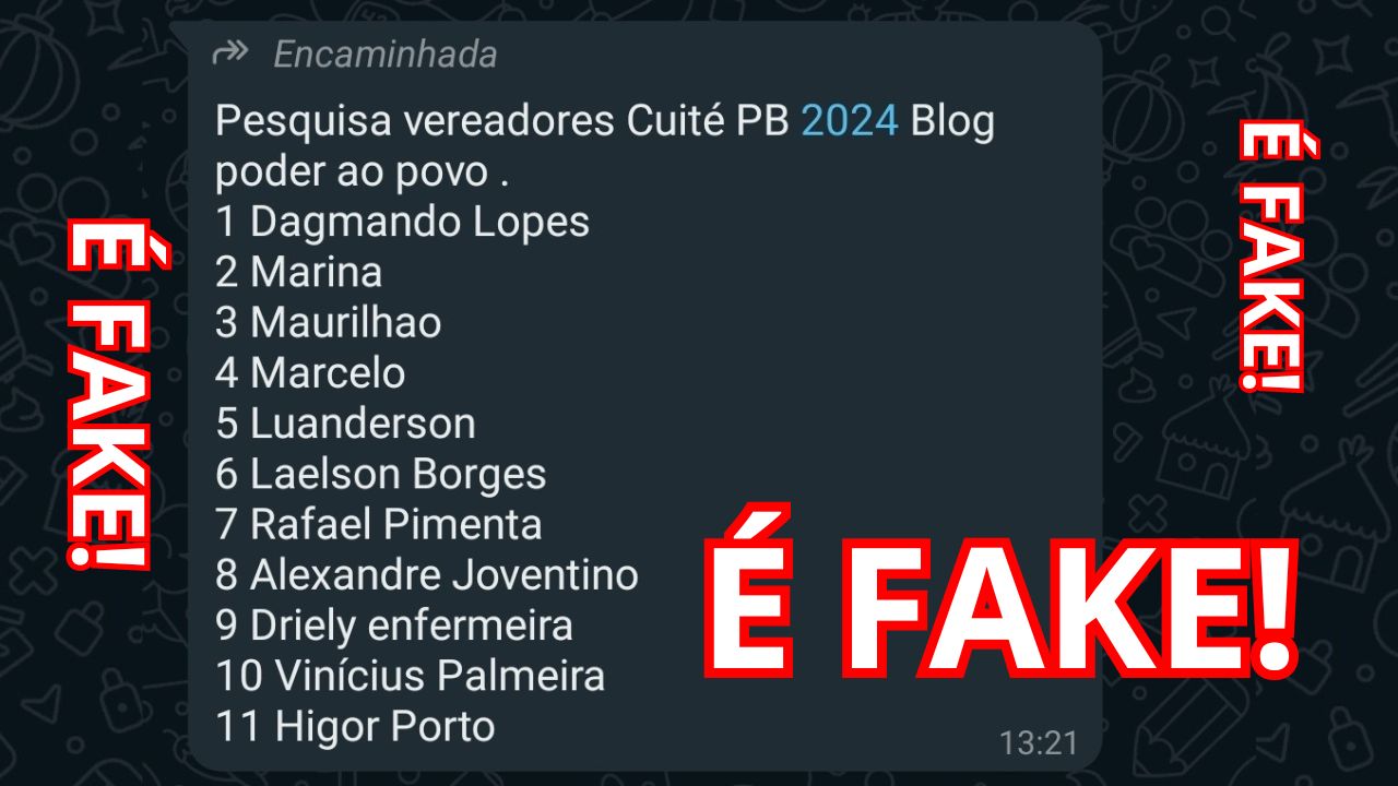 É FAKE PESQUISA PARA VEREADOR